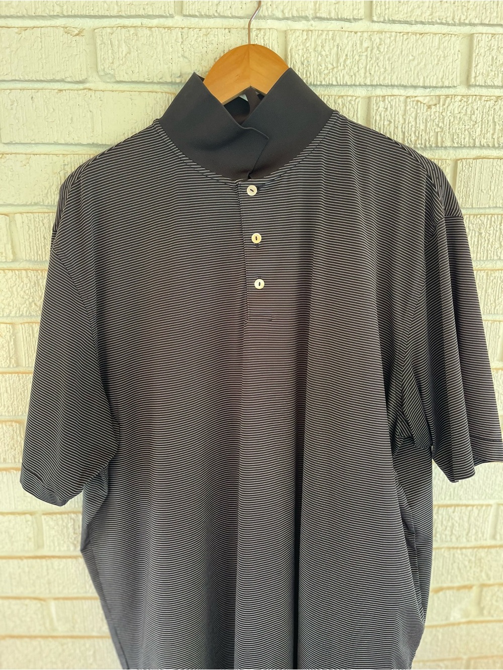 Peter Millar Black Micro-Stripe Polo